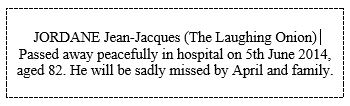 J-J Jordane death notice